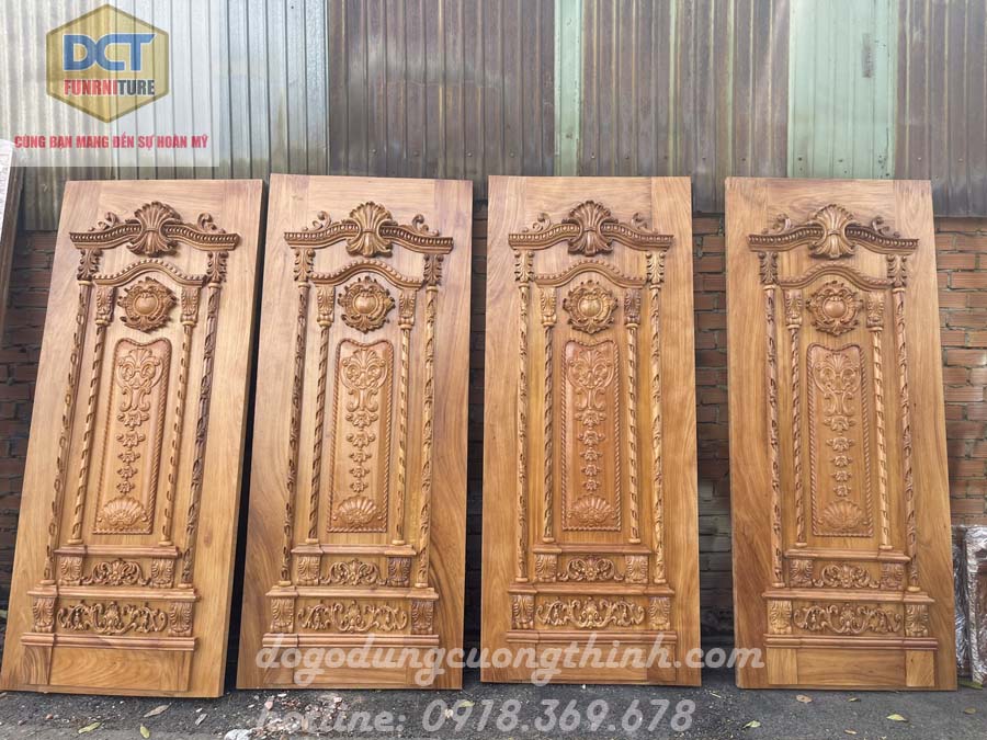 Bộ cửa phòng cổ điển gỗ gõ đỏ cp43gd